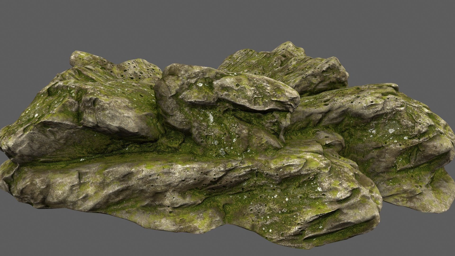 Rocks with moss on top Low-poly 3D model_4
