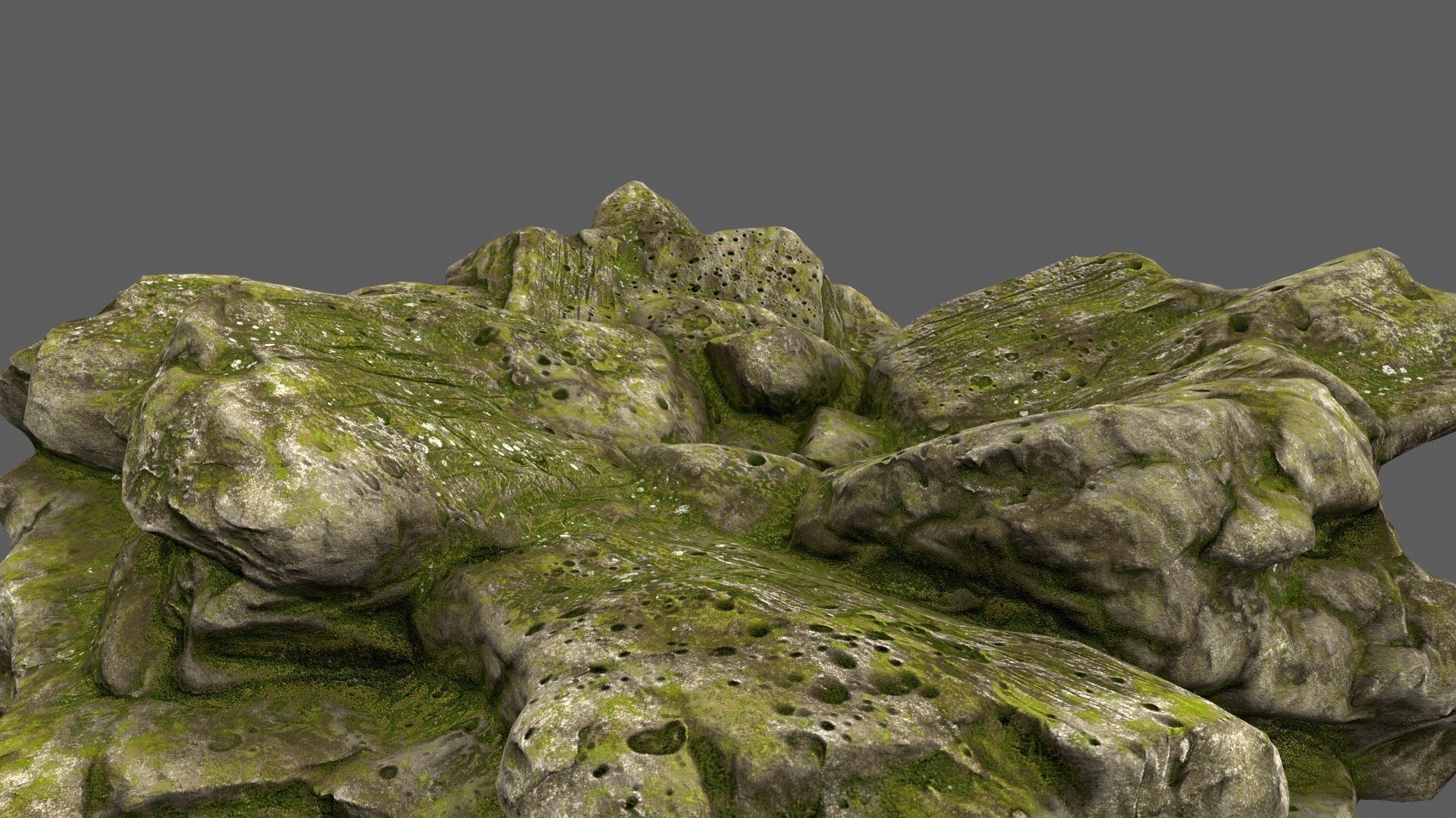 Rocks with moss on top Low-poly 3D model_15