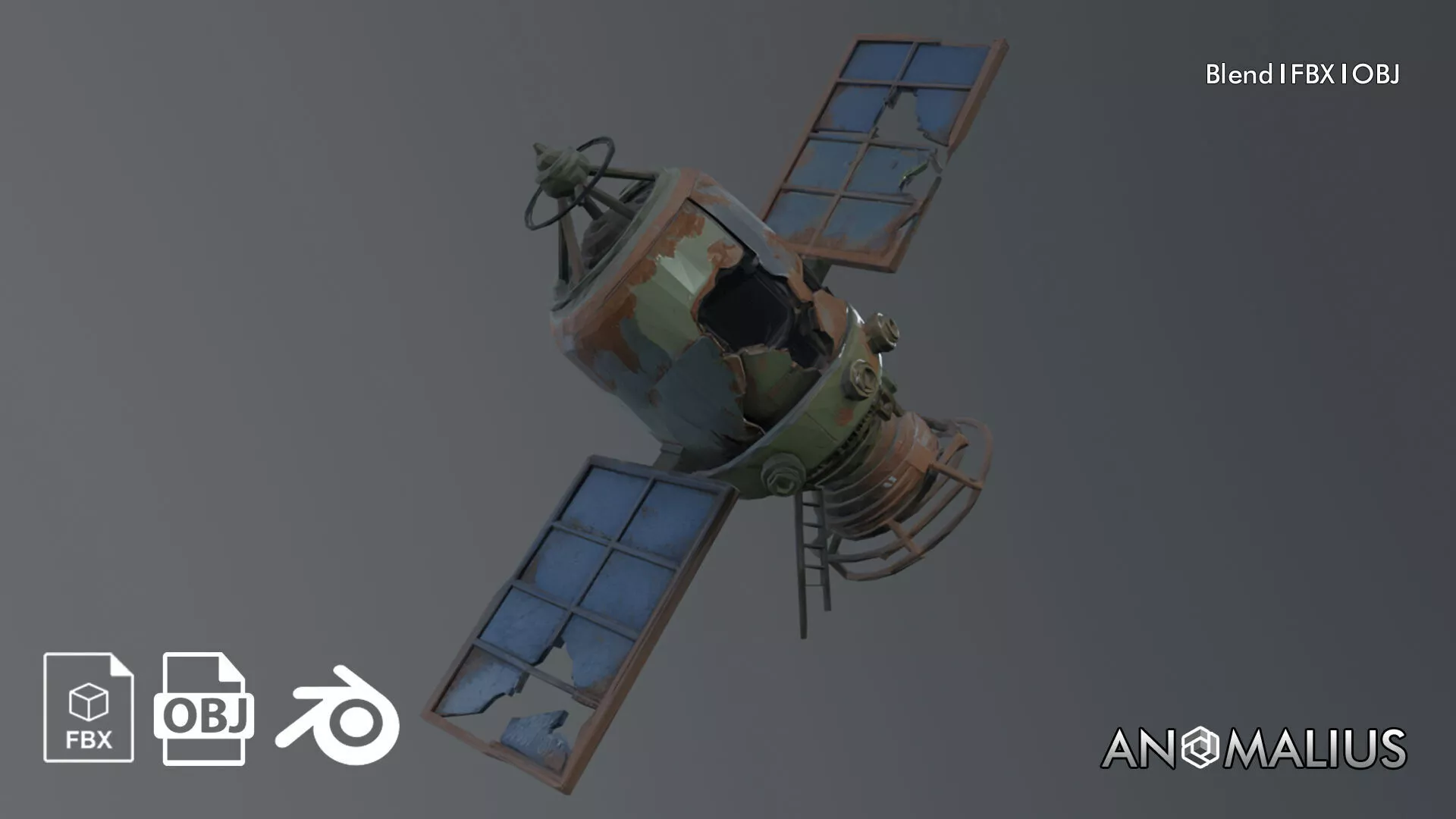damaged satelite 3D model