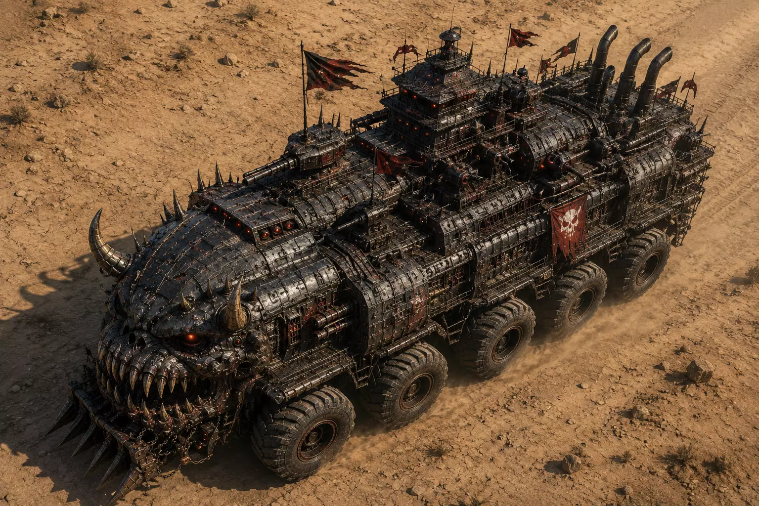 Monster War Truck Post Armored Land Battleship Model 3D print model