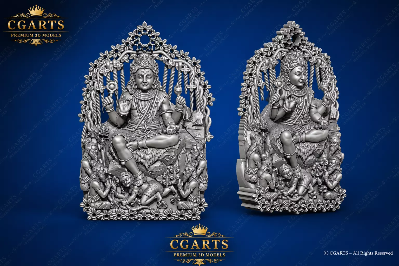 Lord Shiva Kailash Throne Premium High Detail STL 3D print model