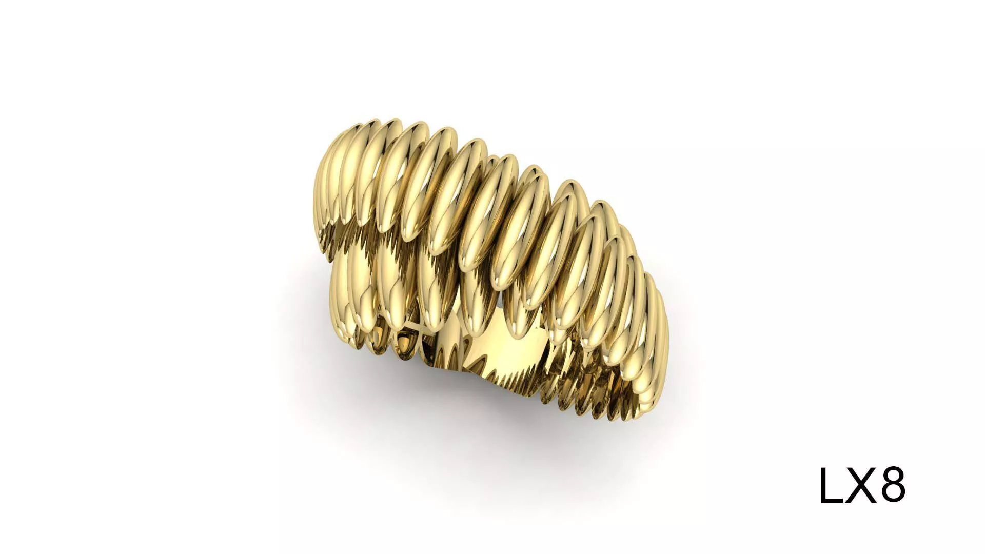 Luxury Ribbed Statement Band Ring 3D print model