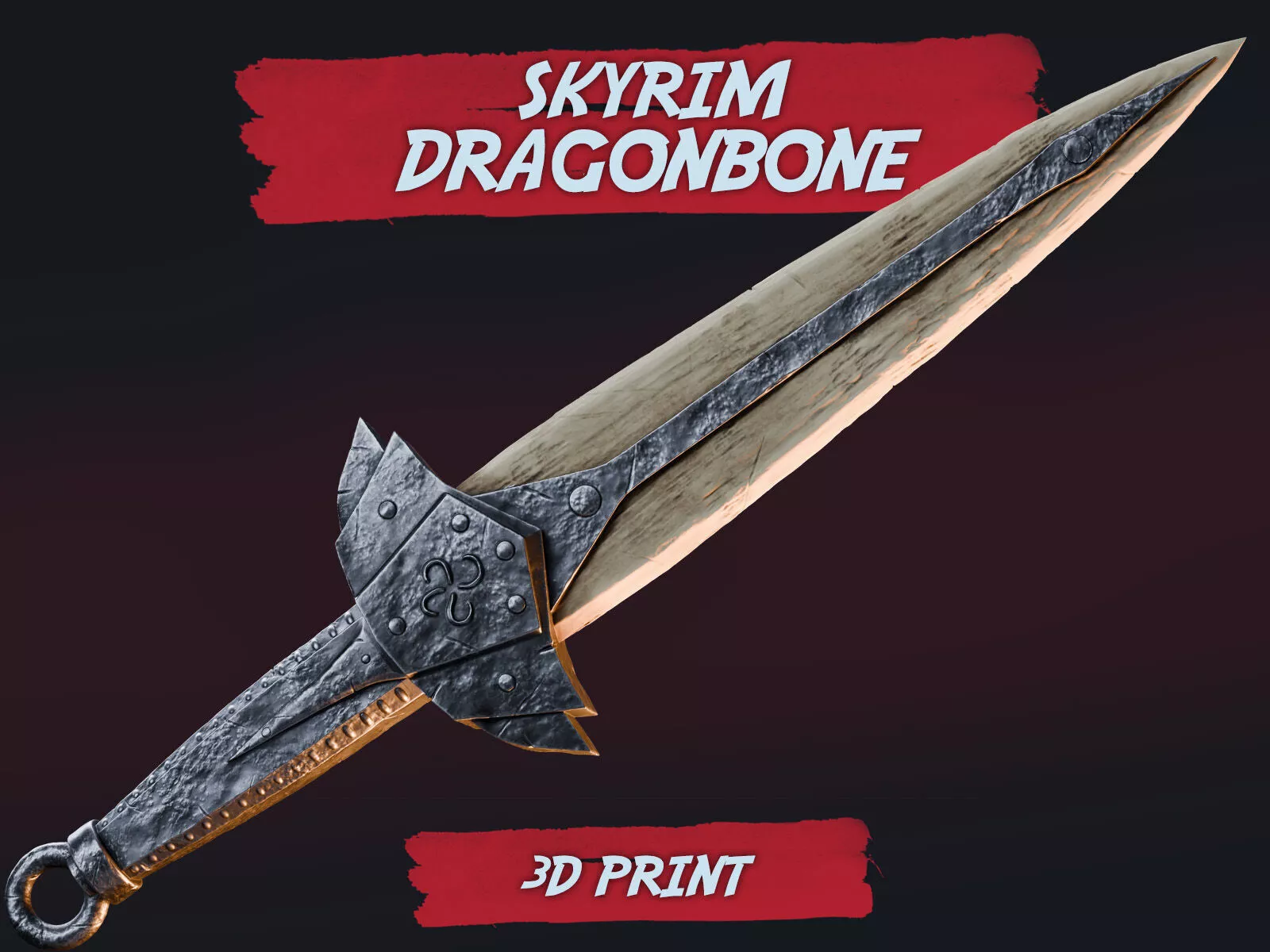 Skyrim Cosplay Dragonbone Dagger Replica Elder Scrolls Prop 3D print model