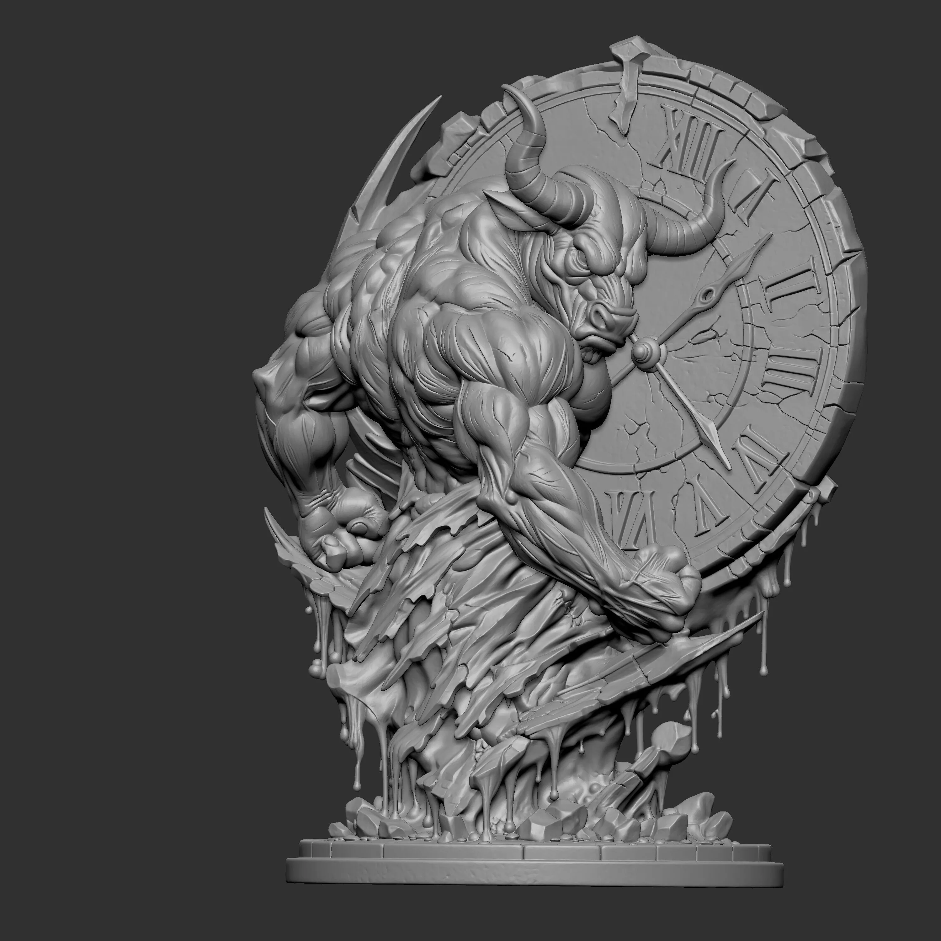 3D digital sculpture of a muscular Minotaur 3D print model