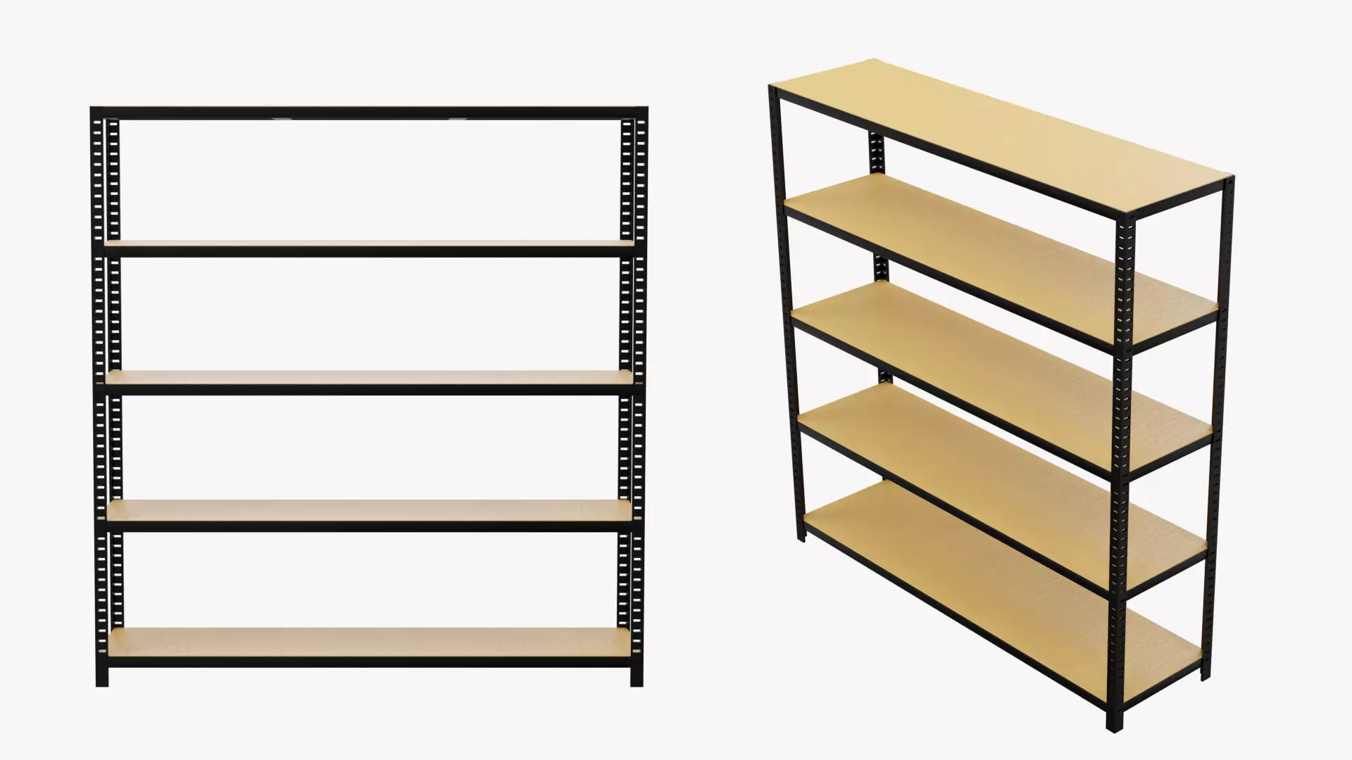 Warehouse Wooden Shelves Storage Rack 3D model