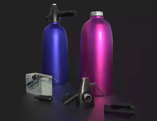 Retro soda siphon Low-poly 3D model