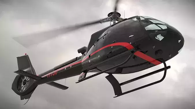 Airbus H130 Panoramic Cabin Helicopter Black with Interior