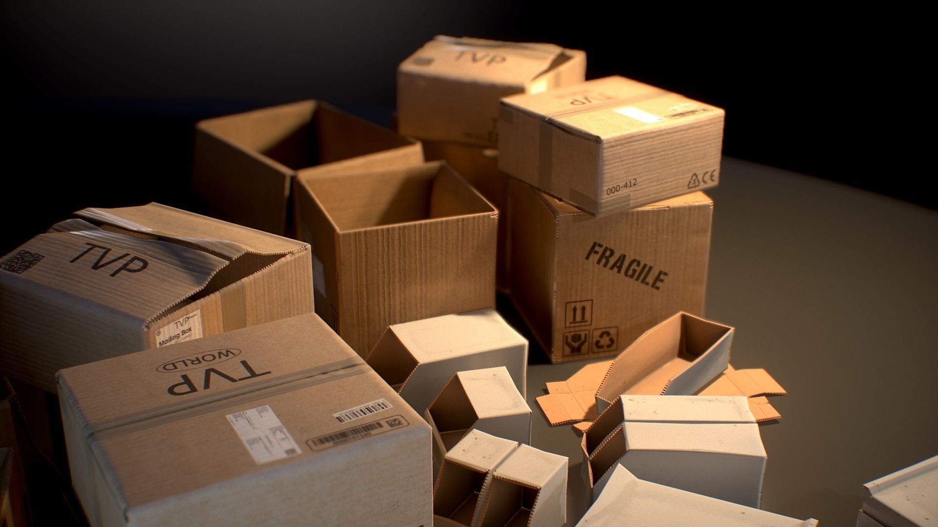 Cardboard Boxes - Game ready props Low-poly 3D model_3