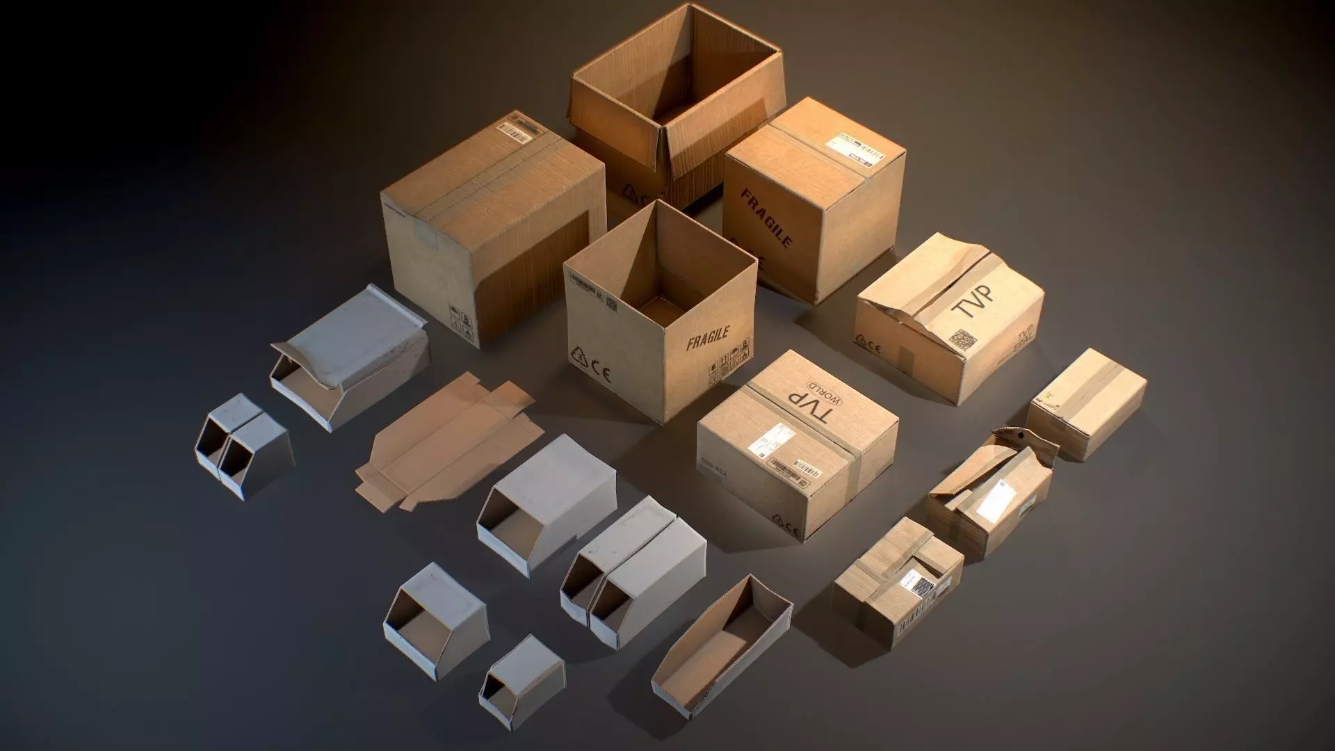 Cardboard Boxes - Game ready props Low-poly 3D model_0