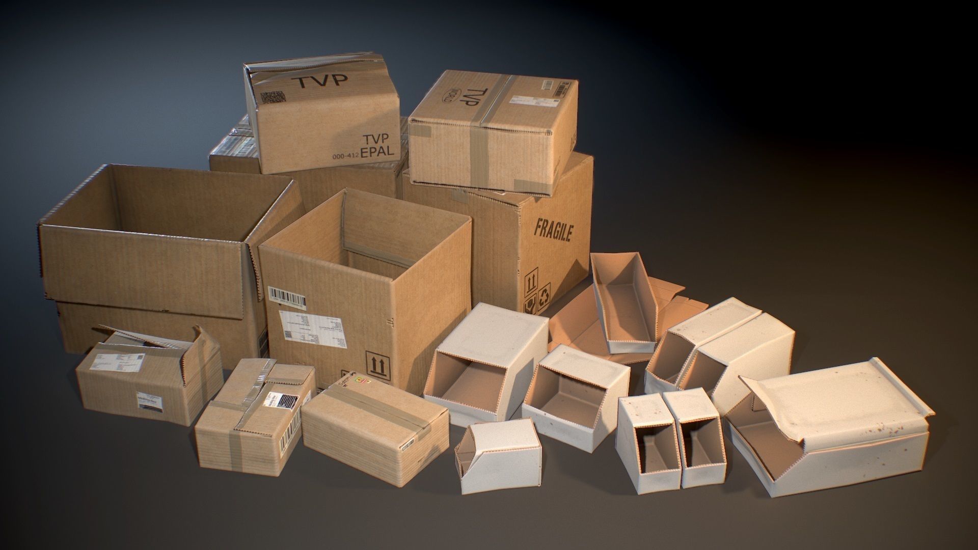 Cardboard Boxes - Game ready props Low-poly 3D model_2