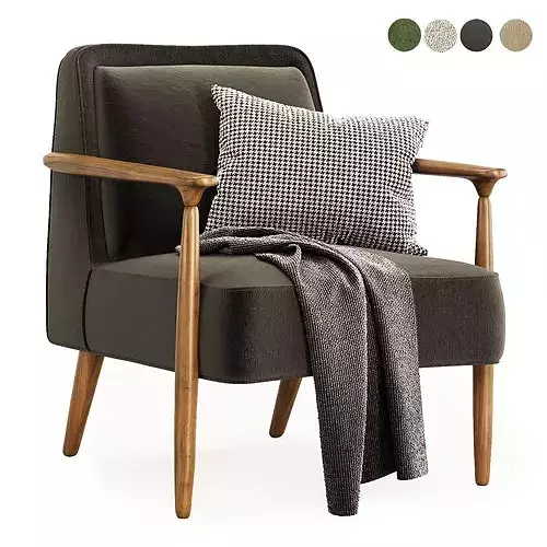 Strickland Show Wood Armchair 3D model 2