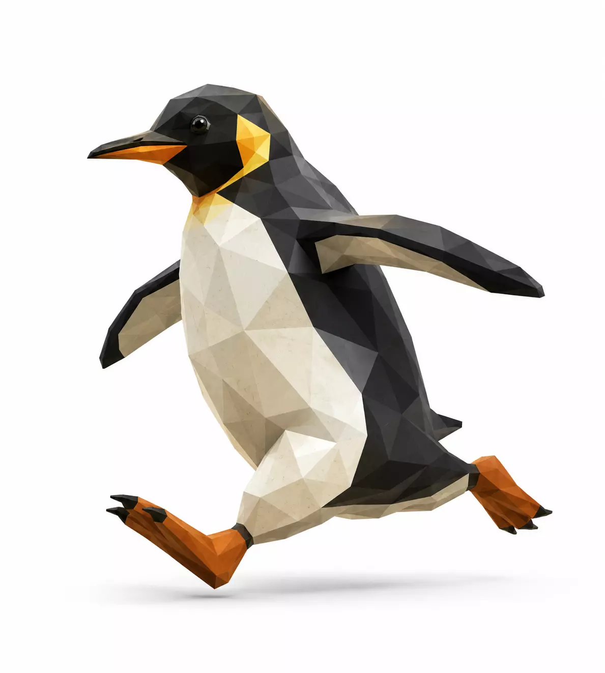 Running Low Poly Penguin 3D Model - Geometric Animal Asset 3D print model