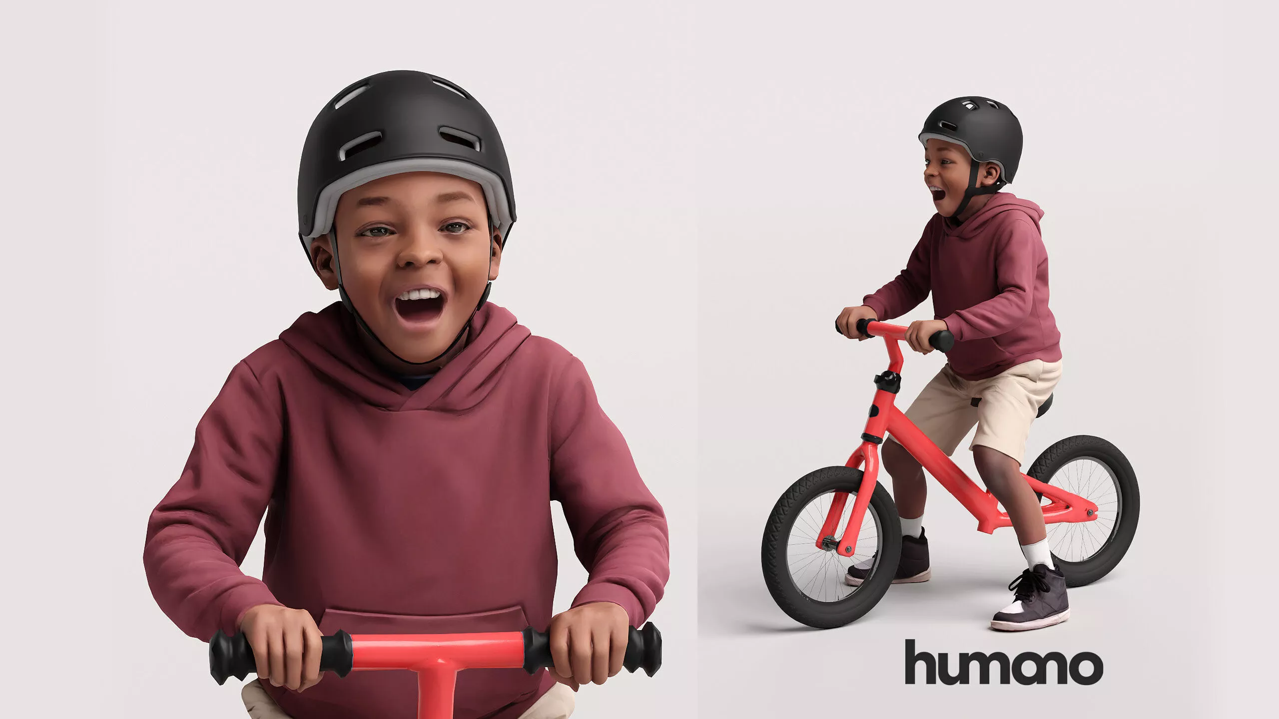 Humano Child Black Boy riding a bicycle - 2707-003 3D model
