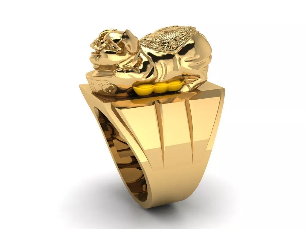 Gold Pig Ring Lucky Wealth Simple Luxury Jewelry Design 3D print model