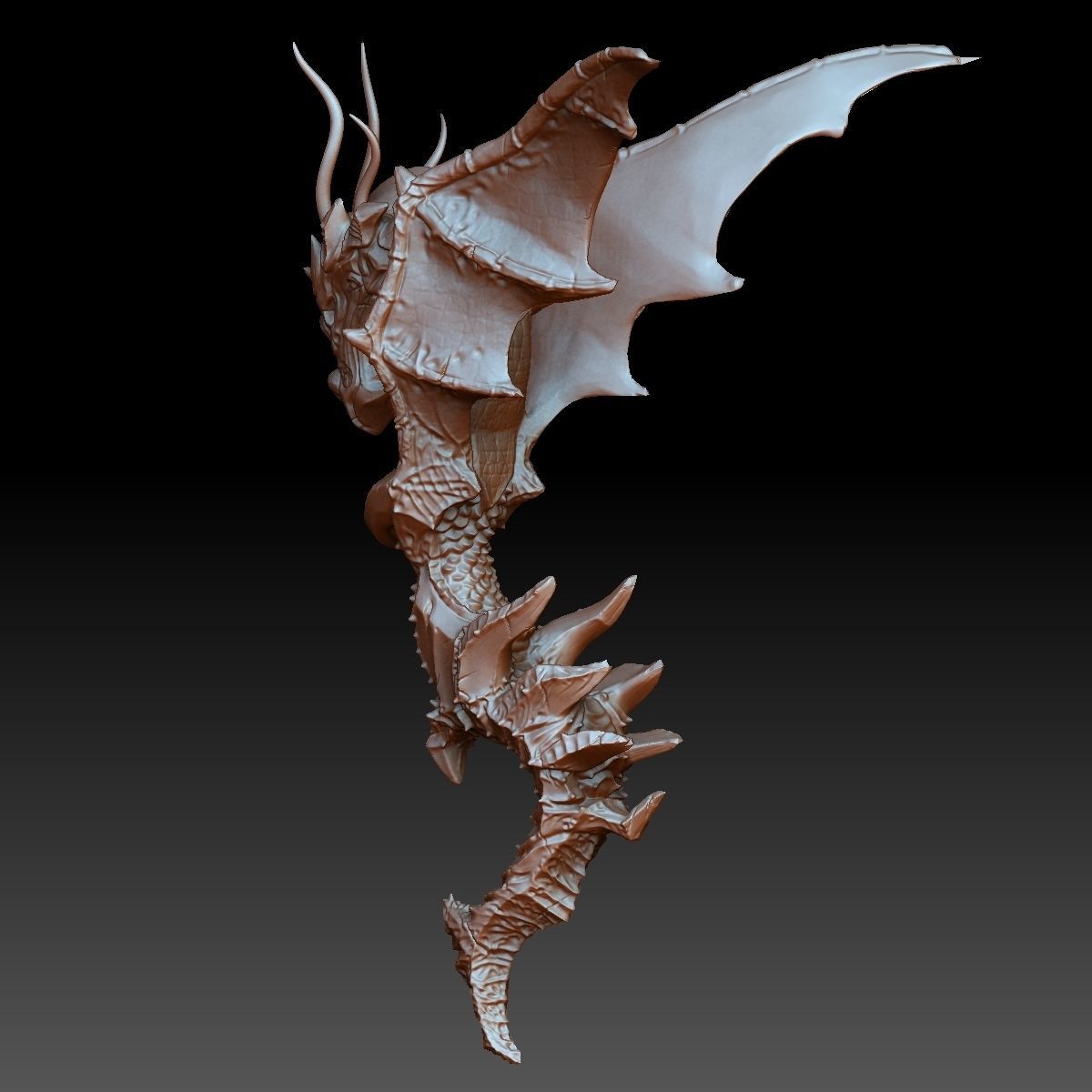 Dragon wing Low-poly 3D model_2