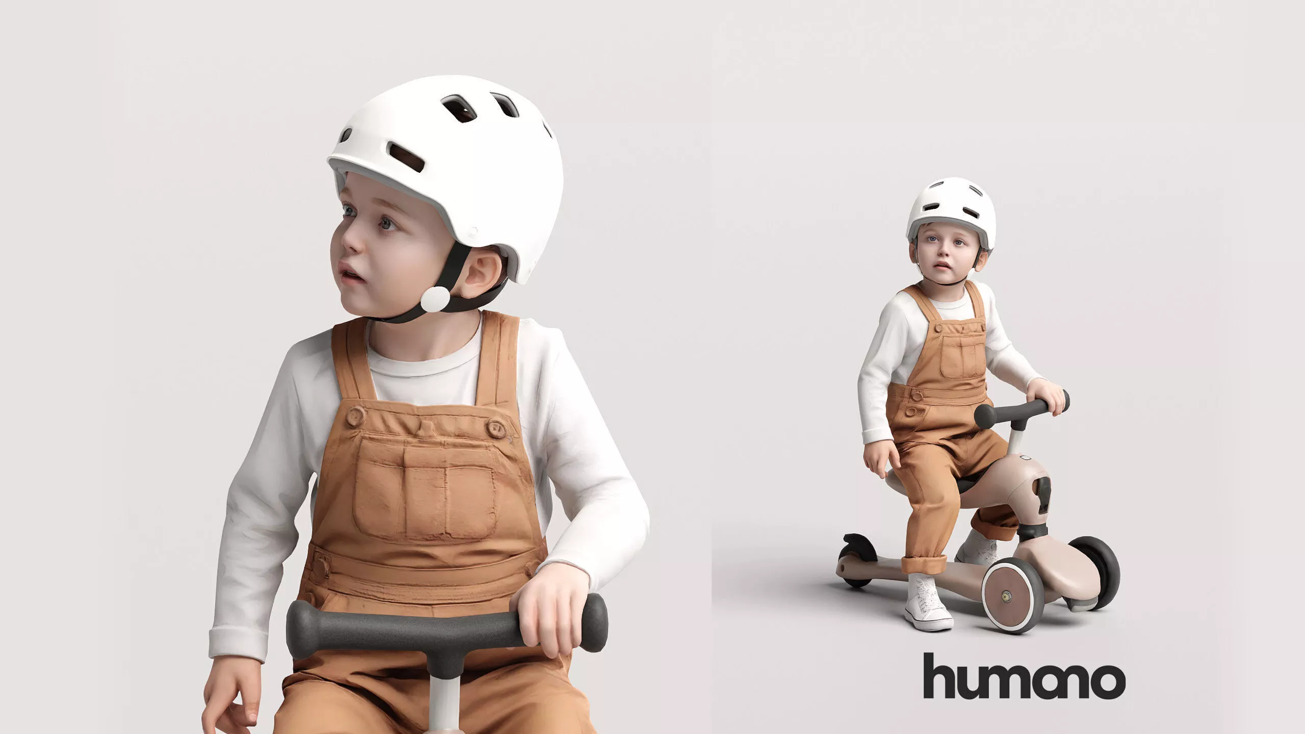 Humano Child Boy riding a bicycle with a helmet - 2707-001 3D model