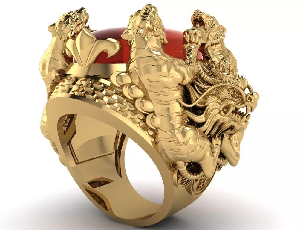 Imperial Four Tiger Ring 3D print model