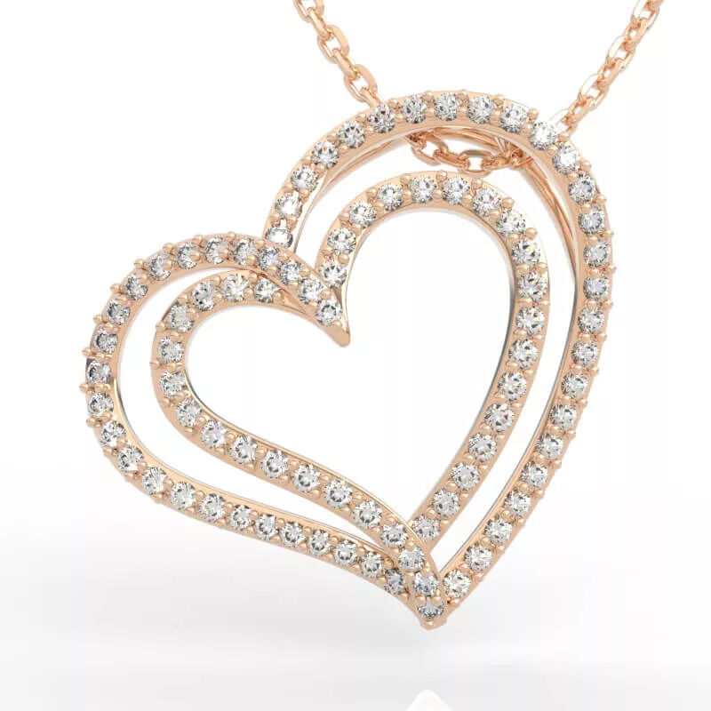 Layered Double Heart Diamond Pendant 3D print model