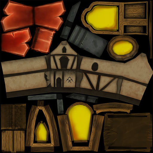 house with fireplace and chimney Low-poly 3D model_1