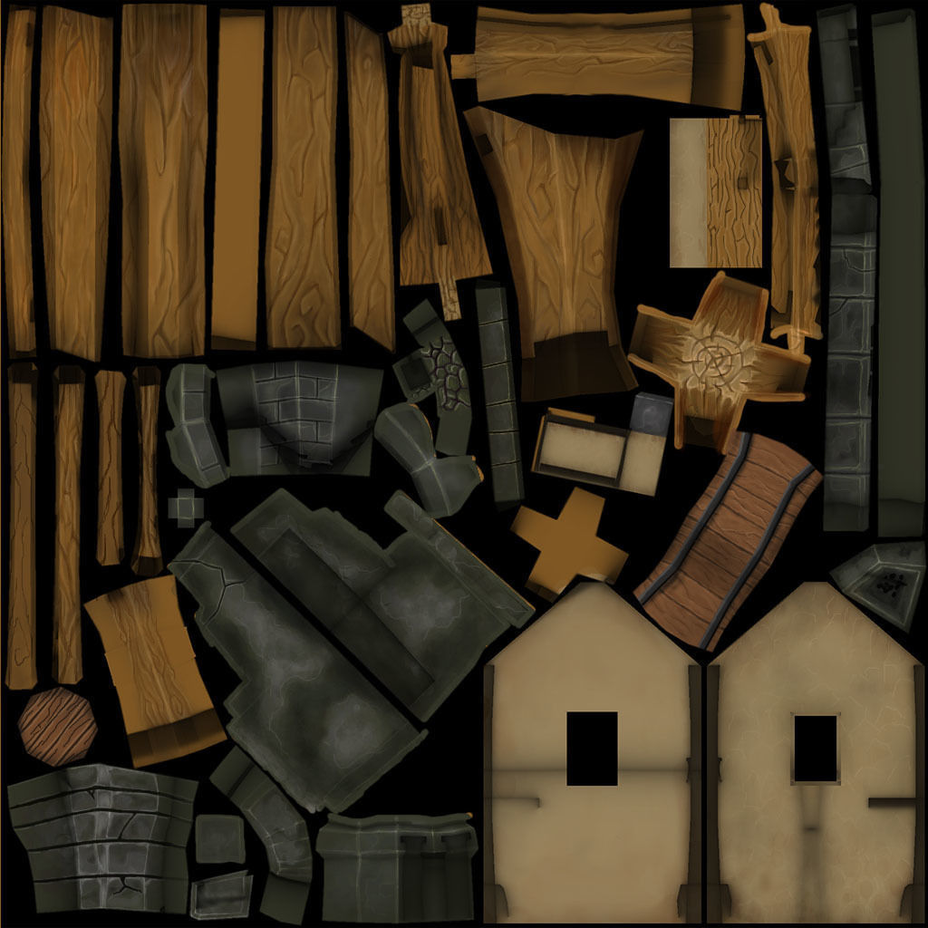 house with fireplace and chimney Low-poly 3D model_7