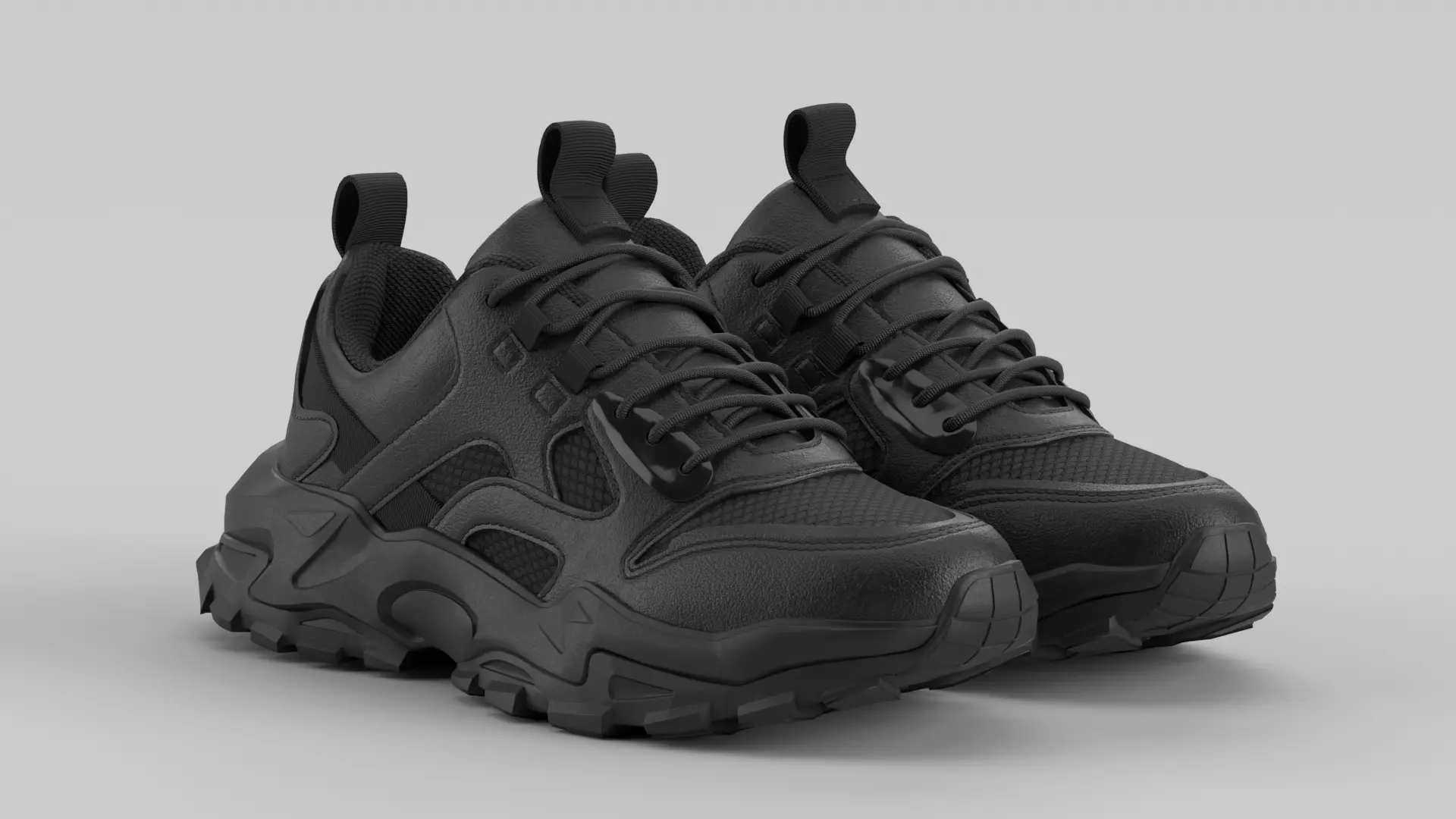 Chunky Black Shoe Sneaker Low-poly 3D model