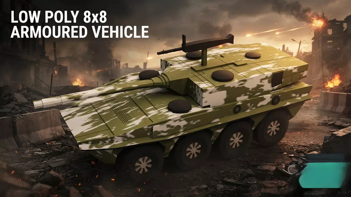 Low poly military Game Ready vehicle Low-poly 3D model