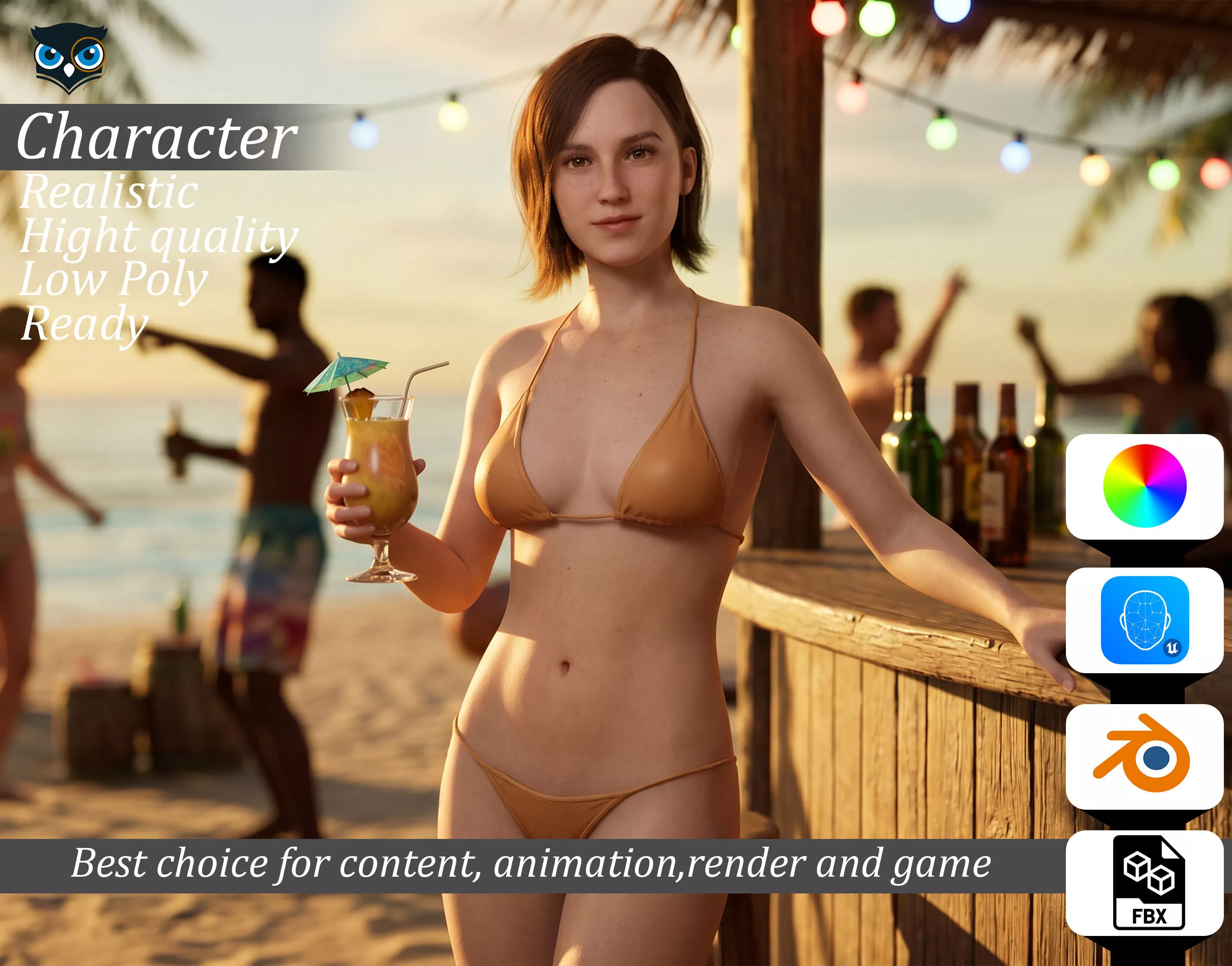 Chloe Realistic Rigged Female Game Ready Character Low-poly 3D model