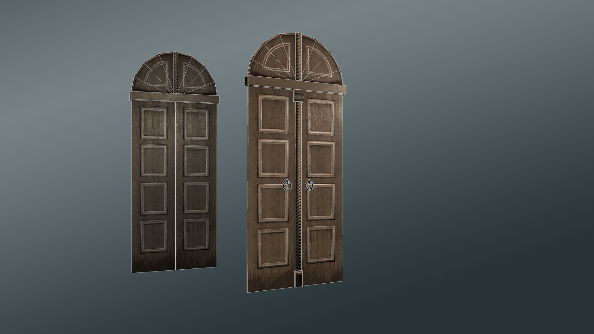 Wooden Door with Detailing Low-poly 3D model_4