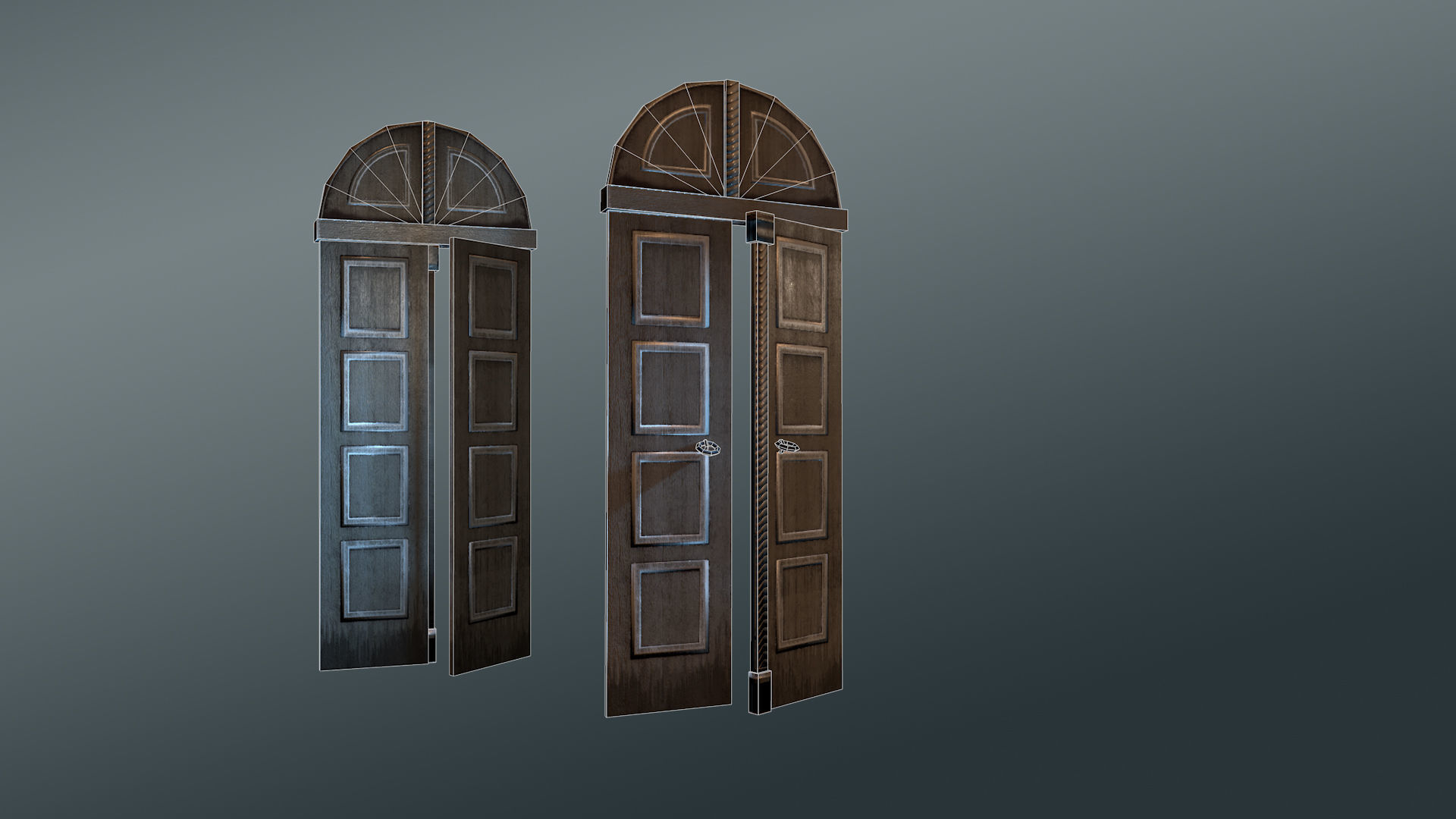 Wooden Door with Detailing Low-poly 3D model_5