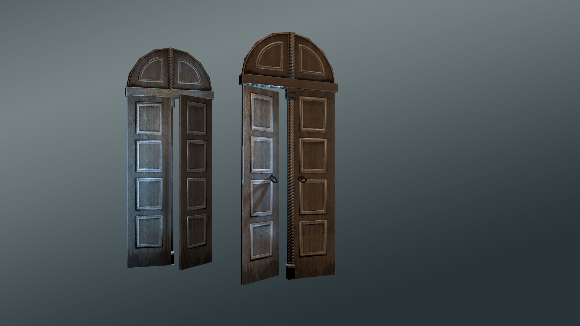 Wooden Door with Detailing Low-poly 3D model_3