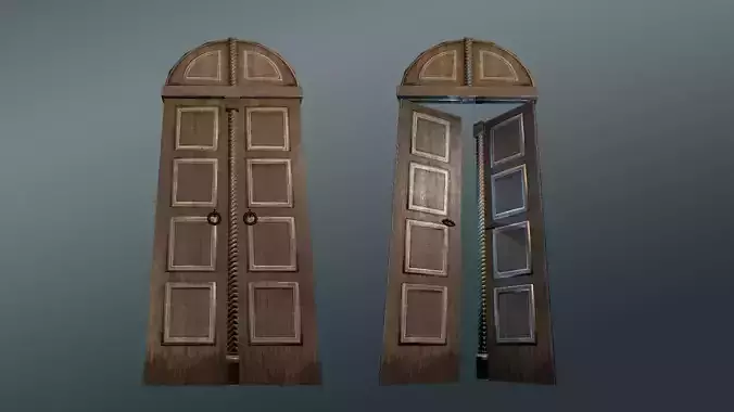 Wooden Door with Detailing Low-poly 3D model