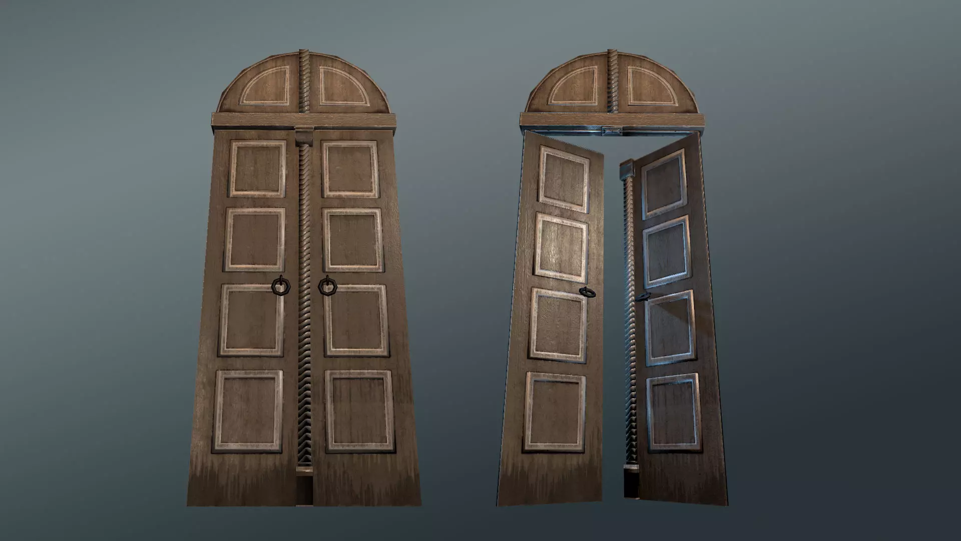 Wooden Door with Detailing Low-poly 3D model_0