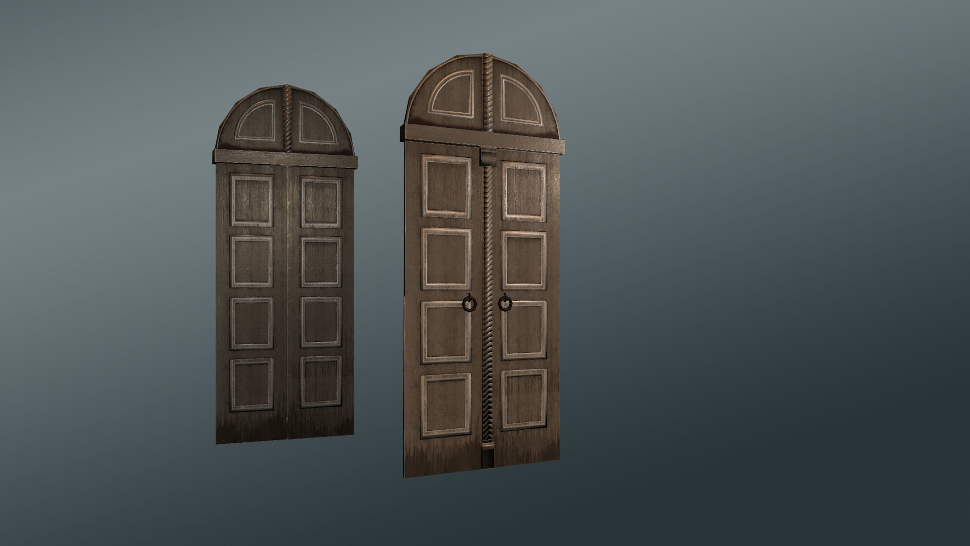 Wooden Door with Detailing Low-poly 3D model_2