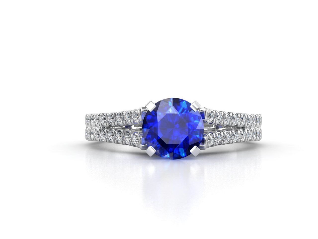 ZLR048 sapphire and diamond engagement ring 3D print model_4