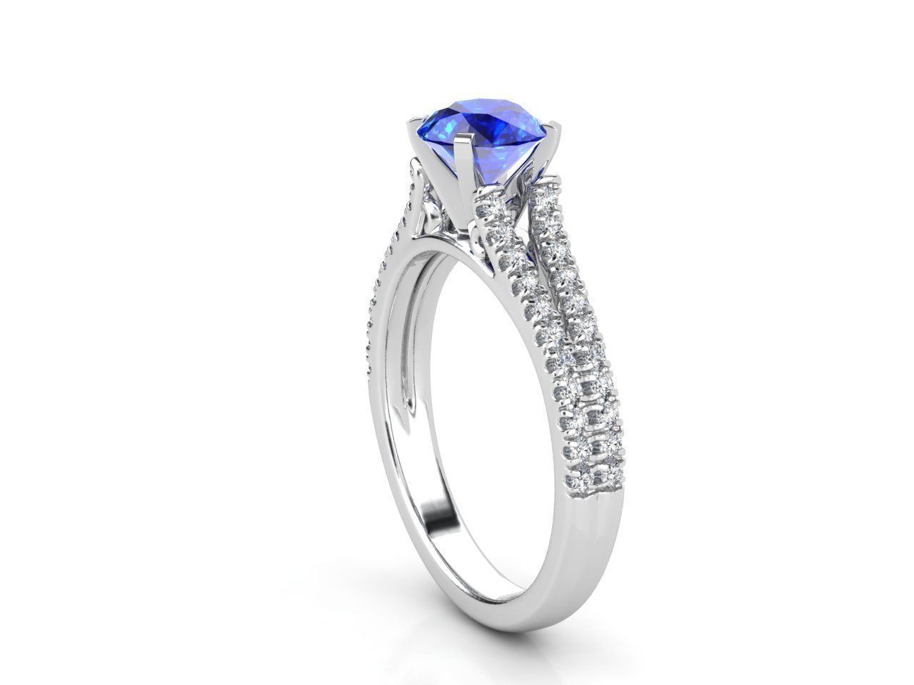 ZLR048 sapphire and diamond engagement ring 3D print model_3