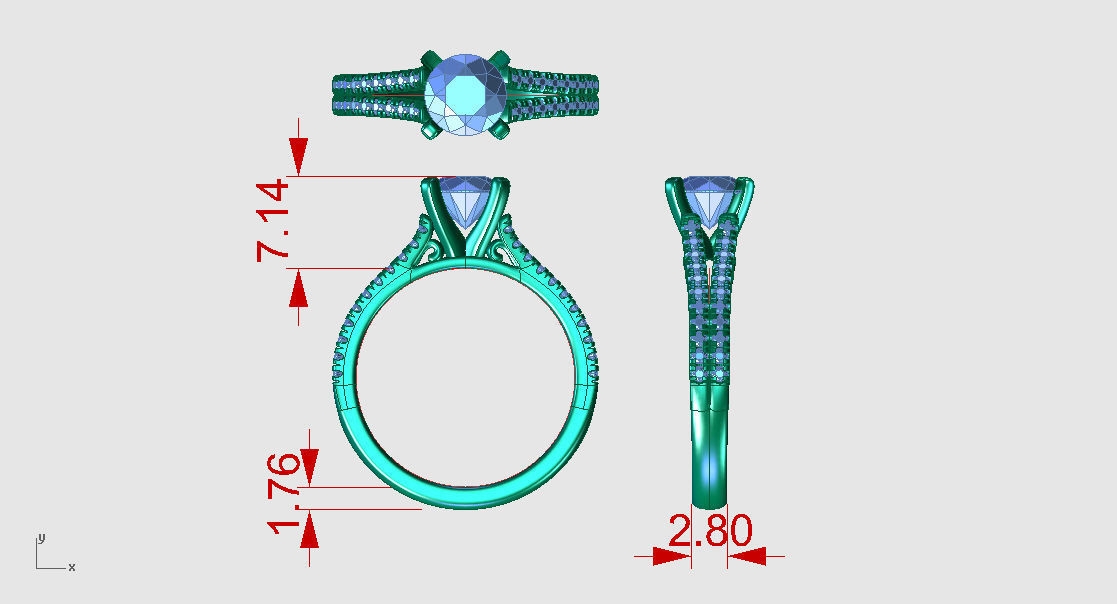 ZLR048 sapphire and diamond engagement ring 3D print model_6