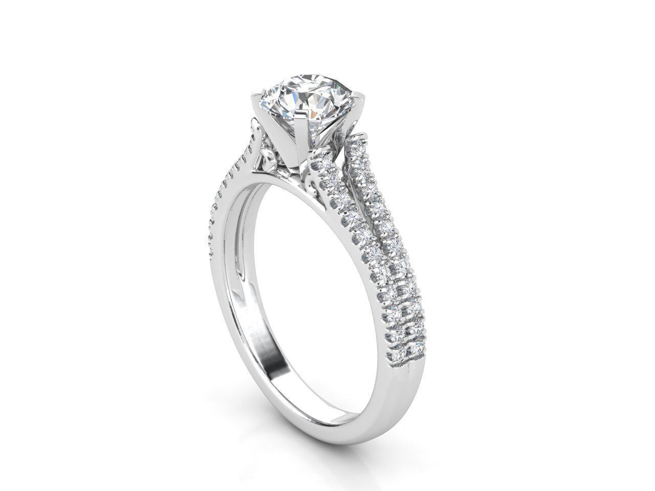 ZLR048 sapphire and diamond engagement ring 3D print model_1