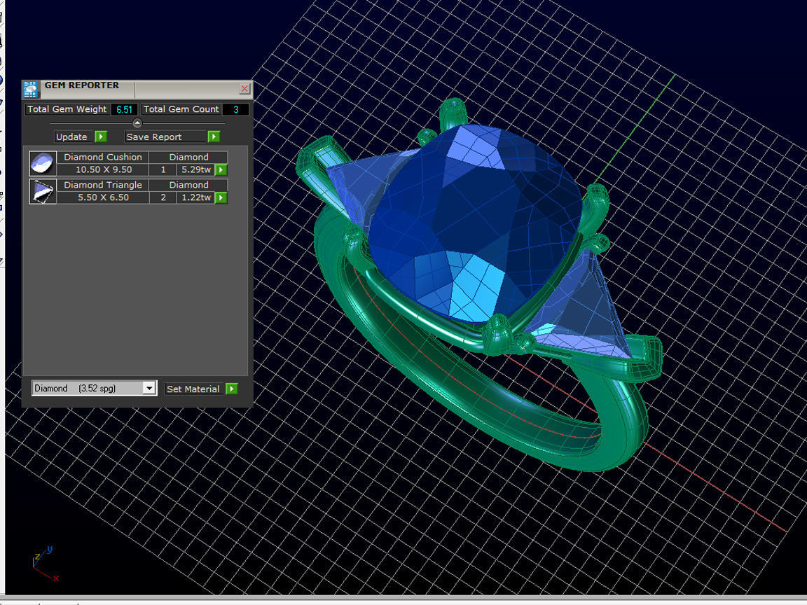 ZLR0175 sapphire and diamond ring 3D print model_1