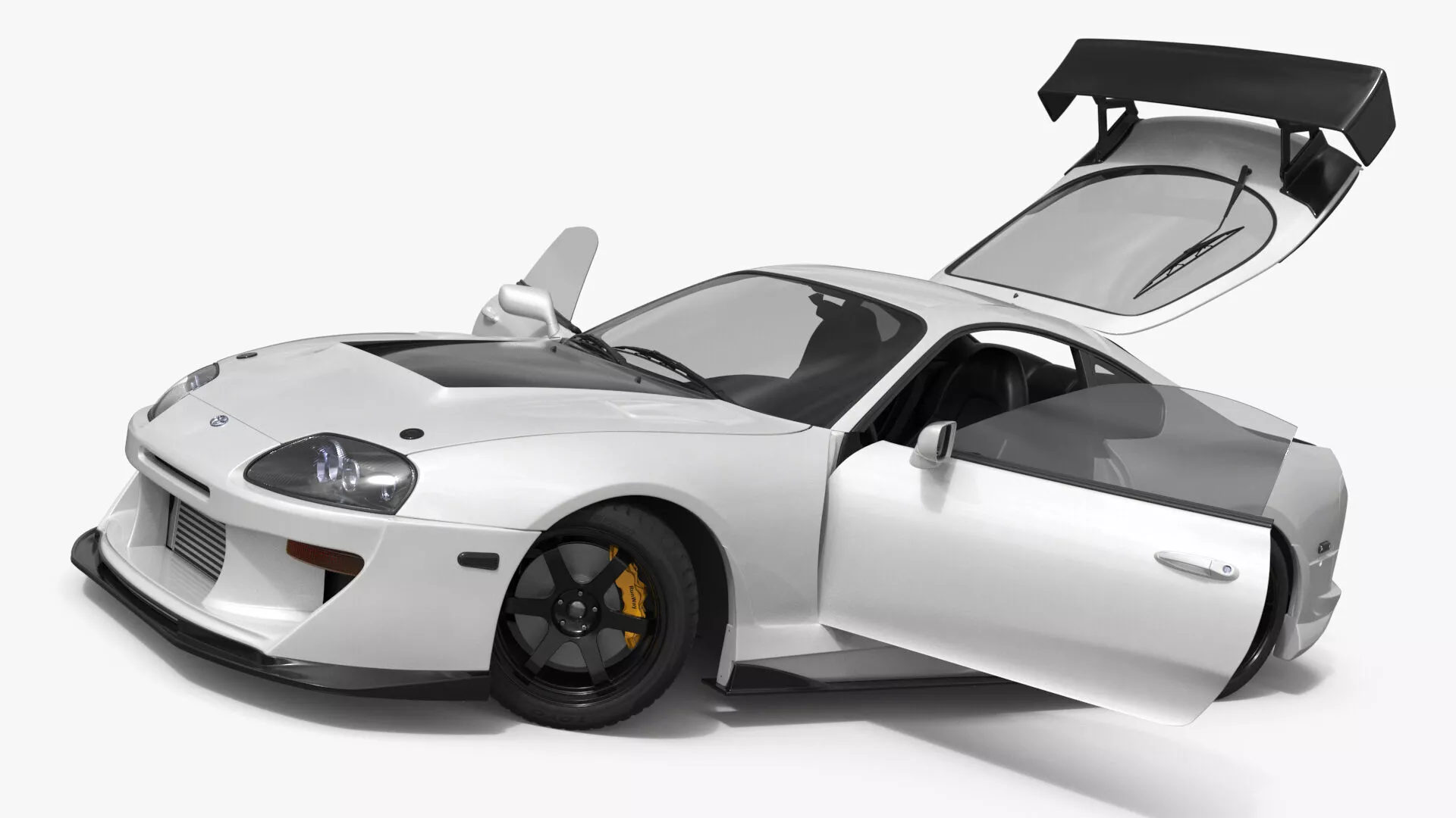 Toyota Supra Mk4 Carbon Aero Kit White Rigged for Maya 3D model