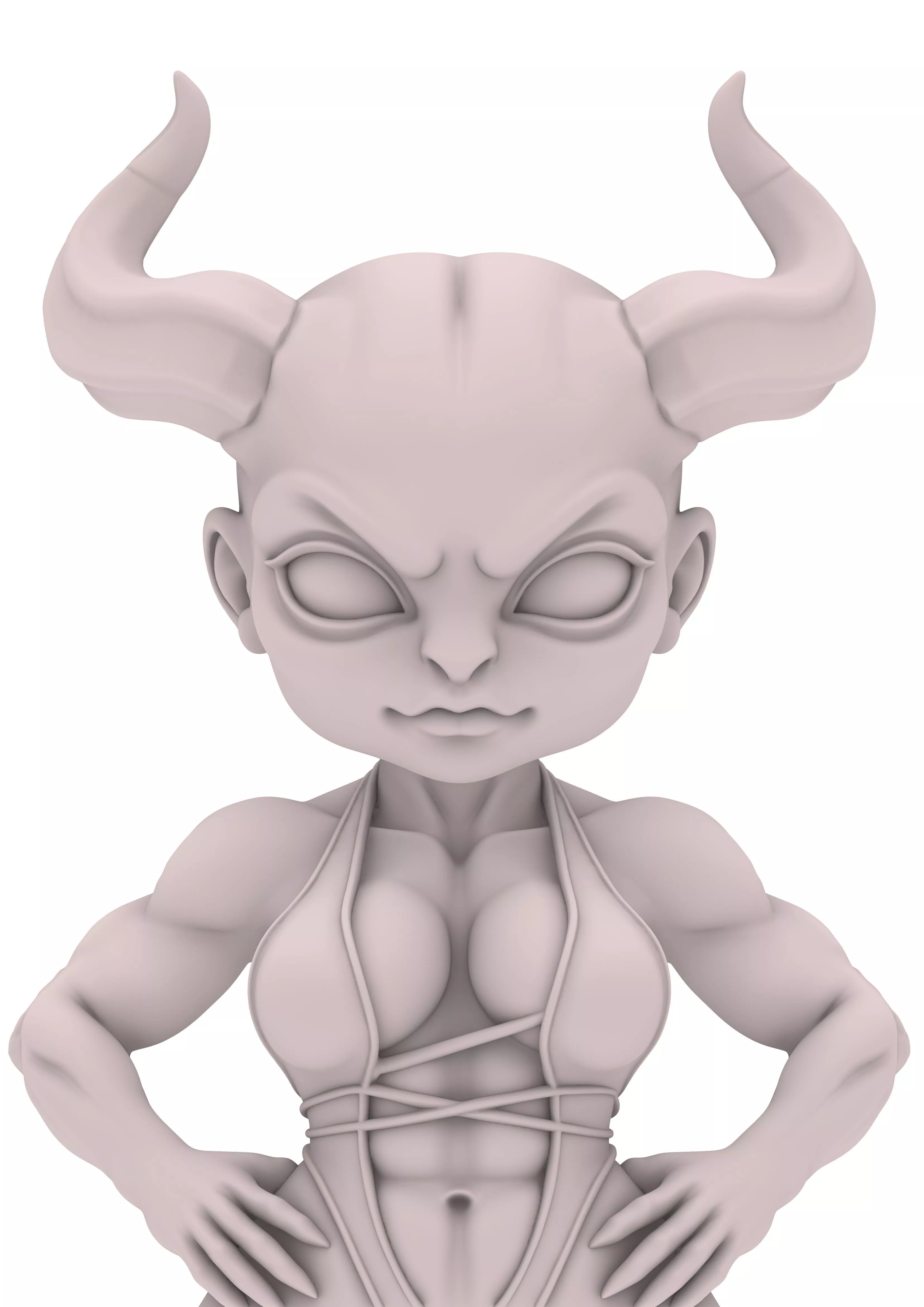 Demon Weiblicher Devil Teufel Diablo Chibi Warrior 3D print model