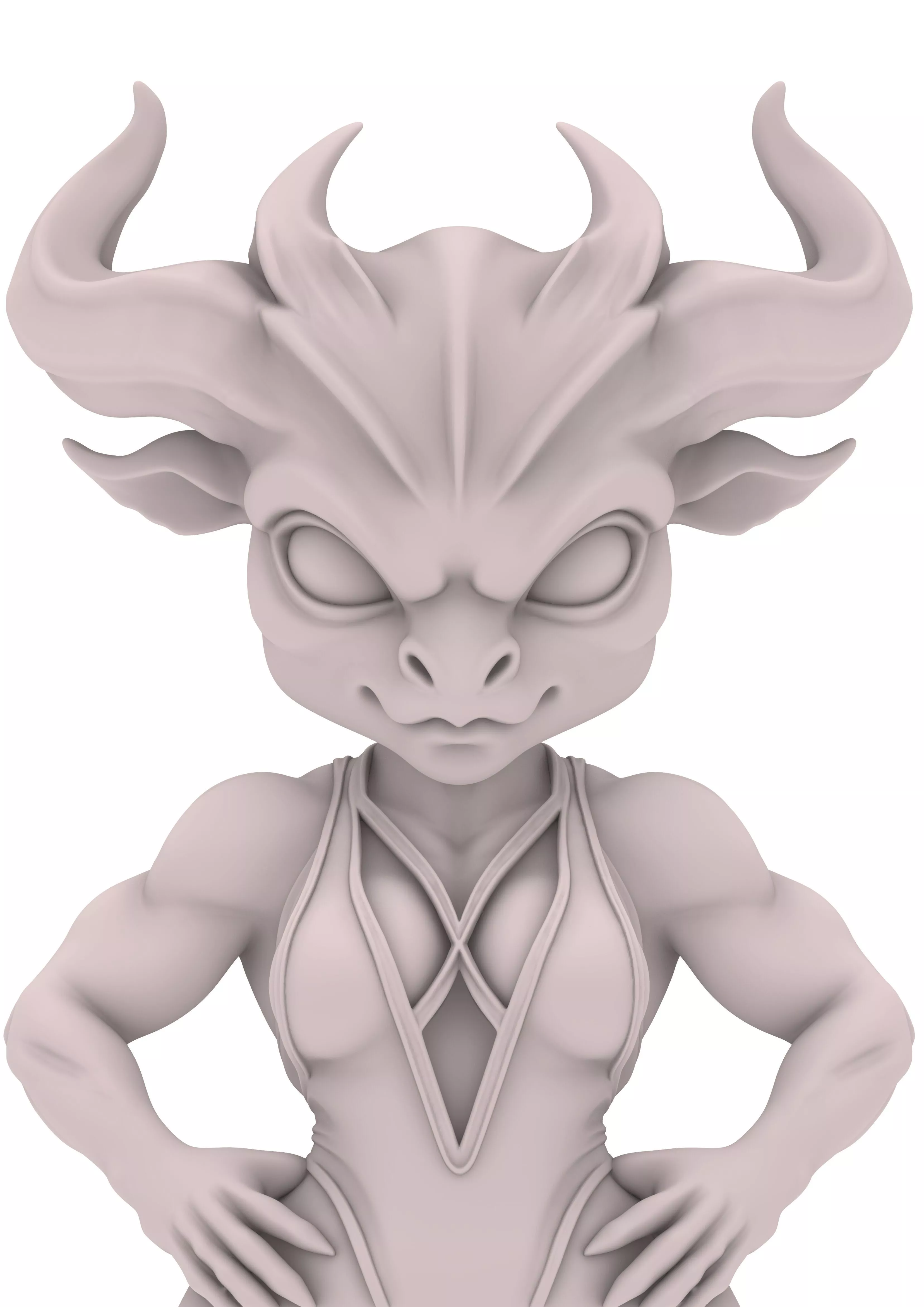 Demon Weiblicher Devil Teufel Diablo Chibi Warrior 3D print model