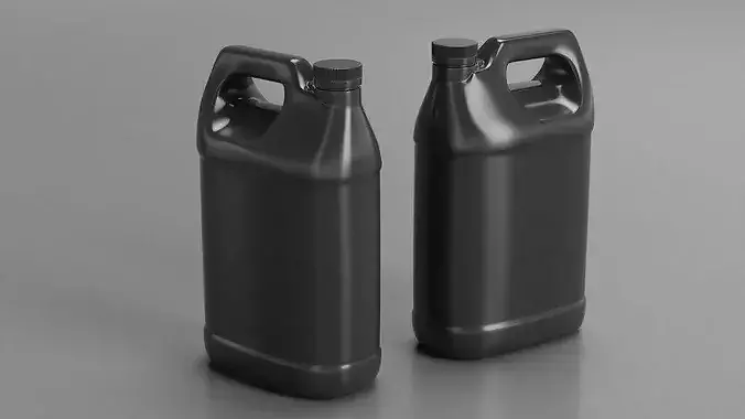 Square-Shaped Plastic Jug For Oil or Detergent Black 3D model 2
