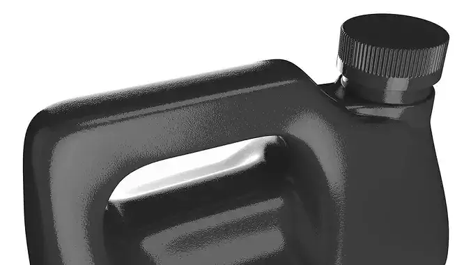 Square-Shaped Plastic Jug For Oil or Detergent Black 3D model 4
