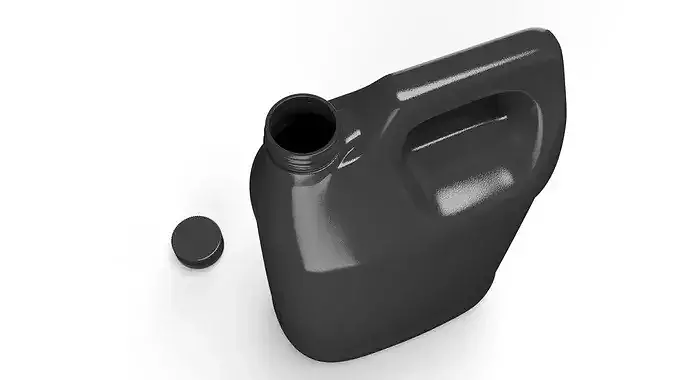 Square-Shaped Plastic Jug For Oil or Detergent Black 3D model 5