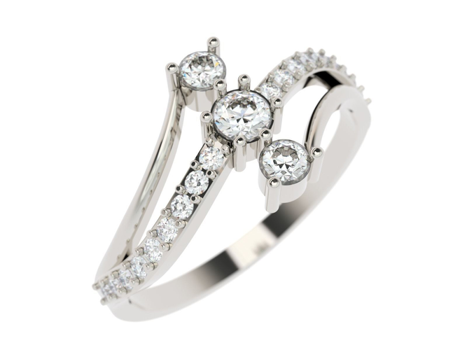 Ring three stone diamond gold