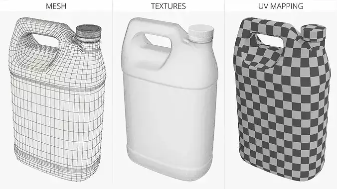 One-Gallon Plastic Jug With Screw Cap 3D model 6