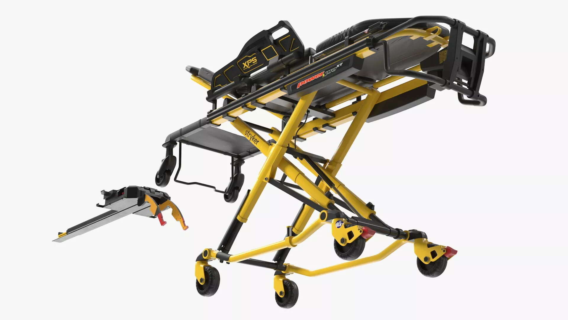 Stryker XPS Emergency Stretcher Electric Lift Rigged for Maya 3D model