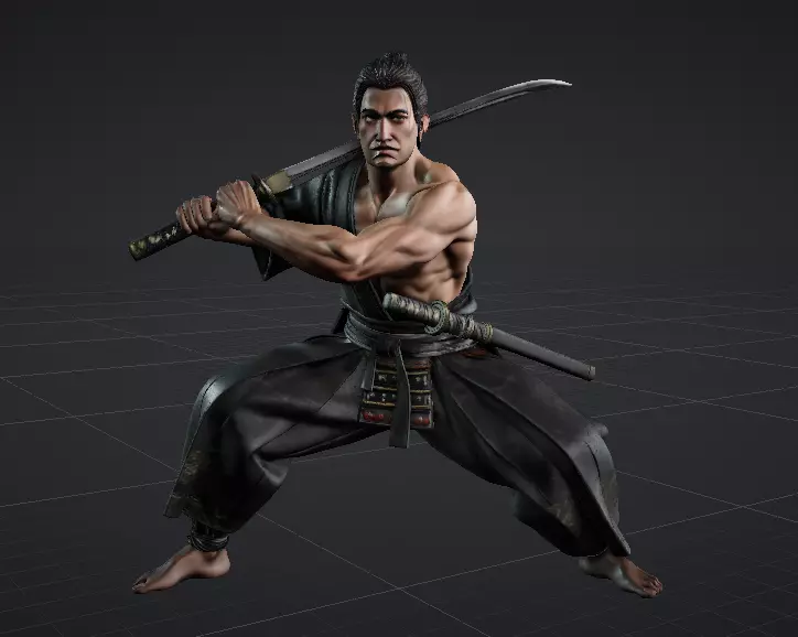 Samurai Warrior Battle Stance 3D model