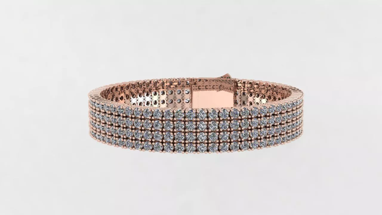 Tennis bracelet with four rows 3D print model