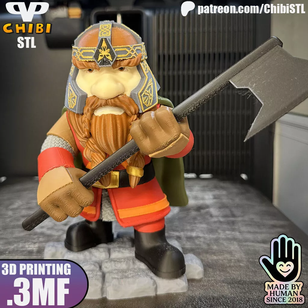 LOTR Gimli Chibi STL 3MF for 3D Printing ChibiSTL 3D print model